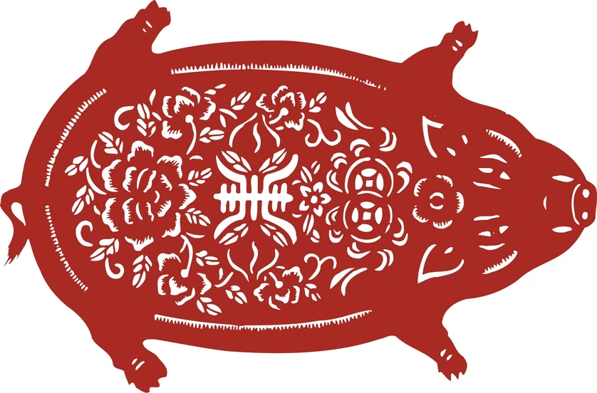 中国风中式传统喜庆民俗人物动物窗花剪纸插画边框AI矢量PNG素材【1653】